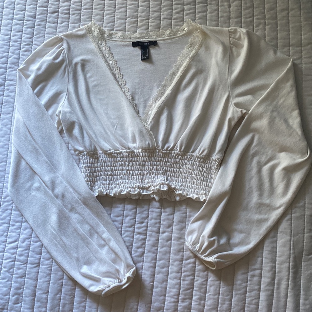 A long white sleeve shirt FOREVER 21 SIZE S